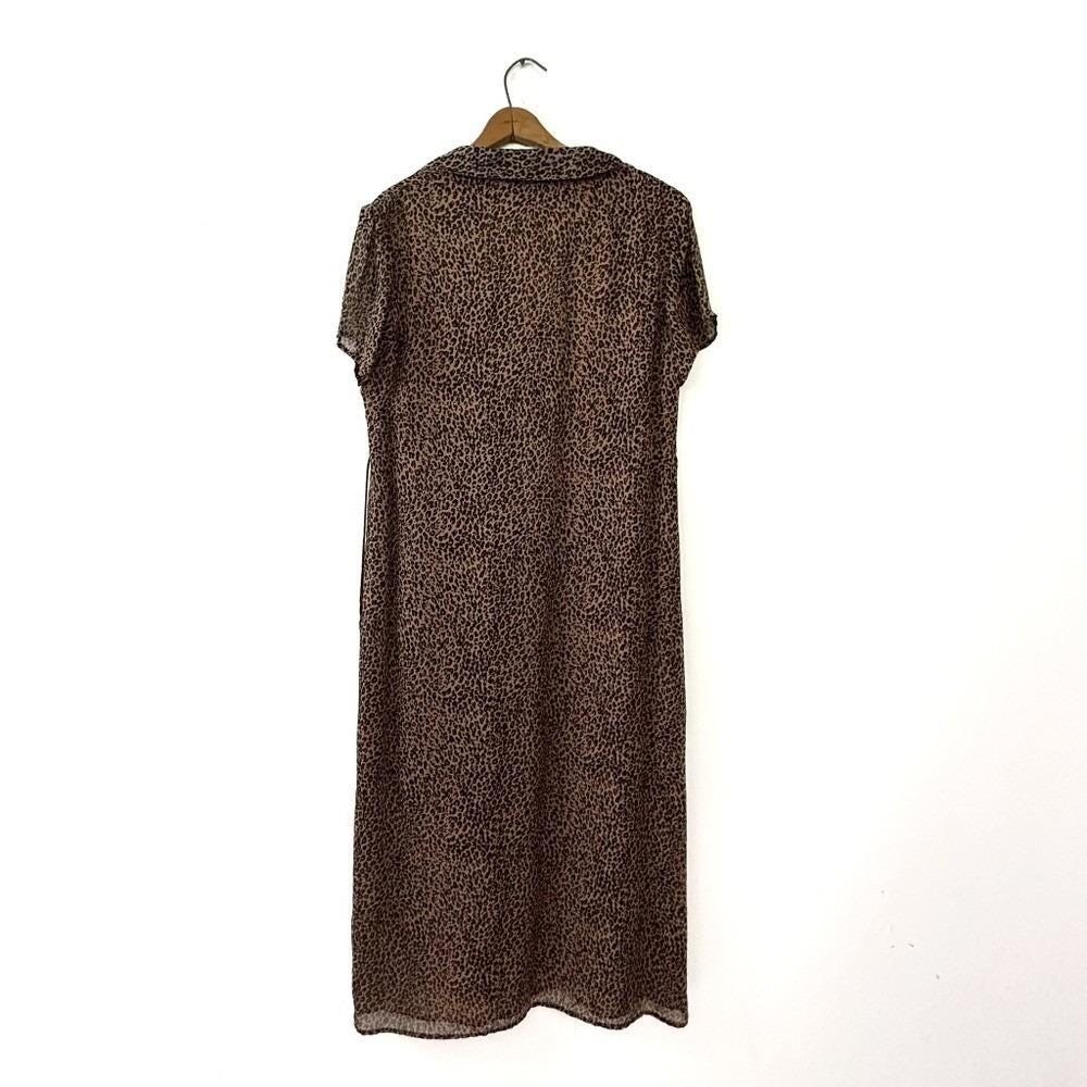 Vintage Late 90s / Y2K Sag Harbor Silk Maxi Button Down Dress Silk - Size 12 - Picture 2 of 9